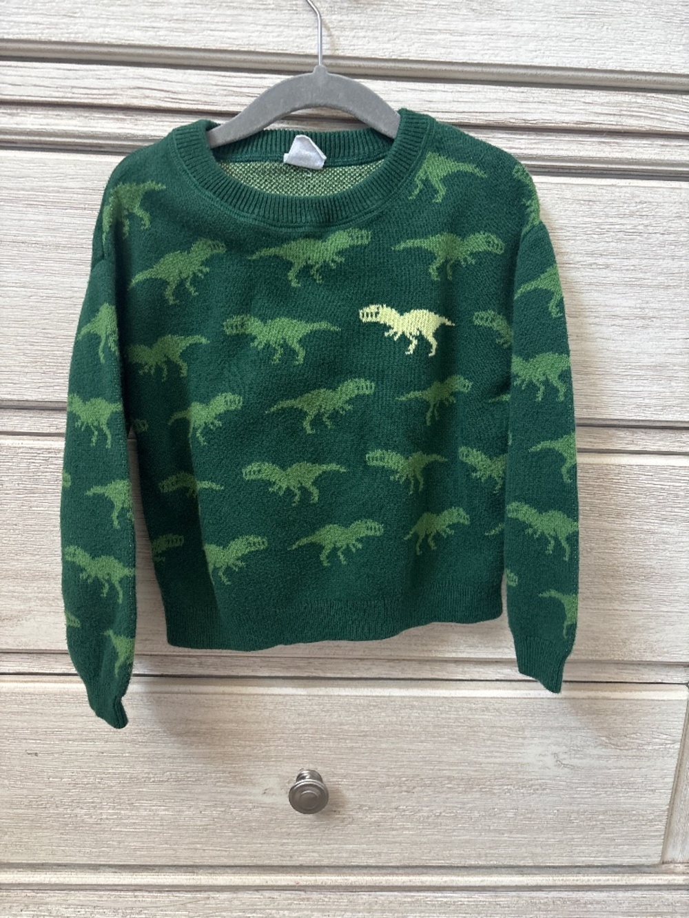 Green dinosaur sweater